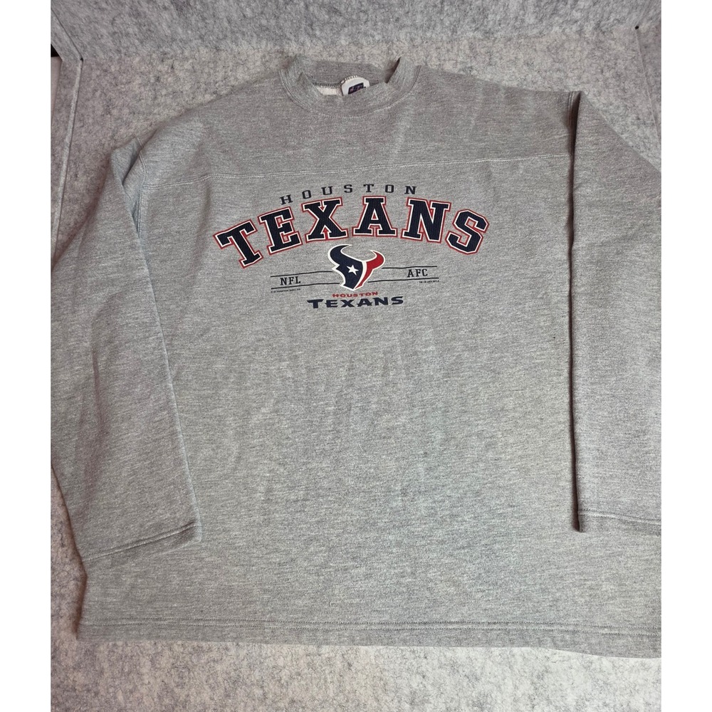 Vintage Houston Texans NFL Crewneck Sweatshirt Gray Y2K CSA Mens XL 25x29.5